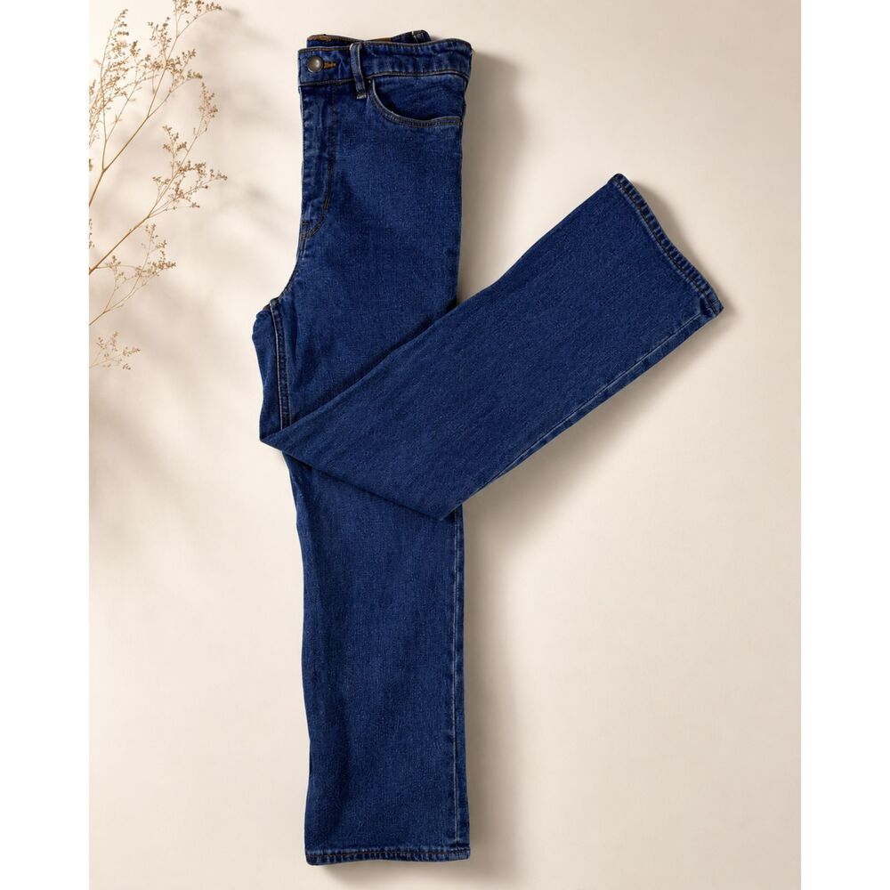 H&M Women’s High Rise Straight Leg Jeans Size 6 Blue Stretch Cropped Denim